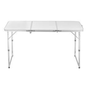 4ft Silver Outdoor Folding Table, Aluminum Alloy Rectangular 30kg, Three Fold Tabletop